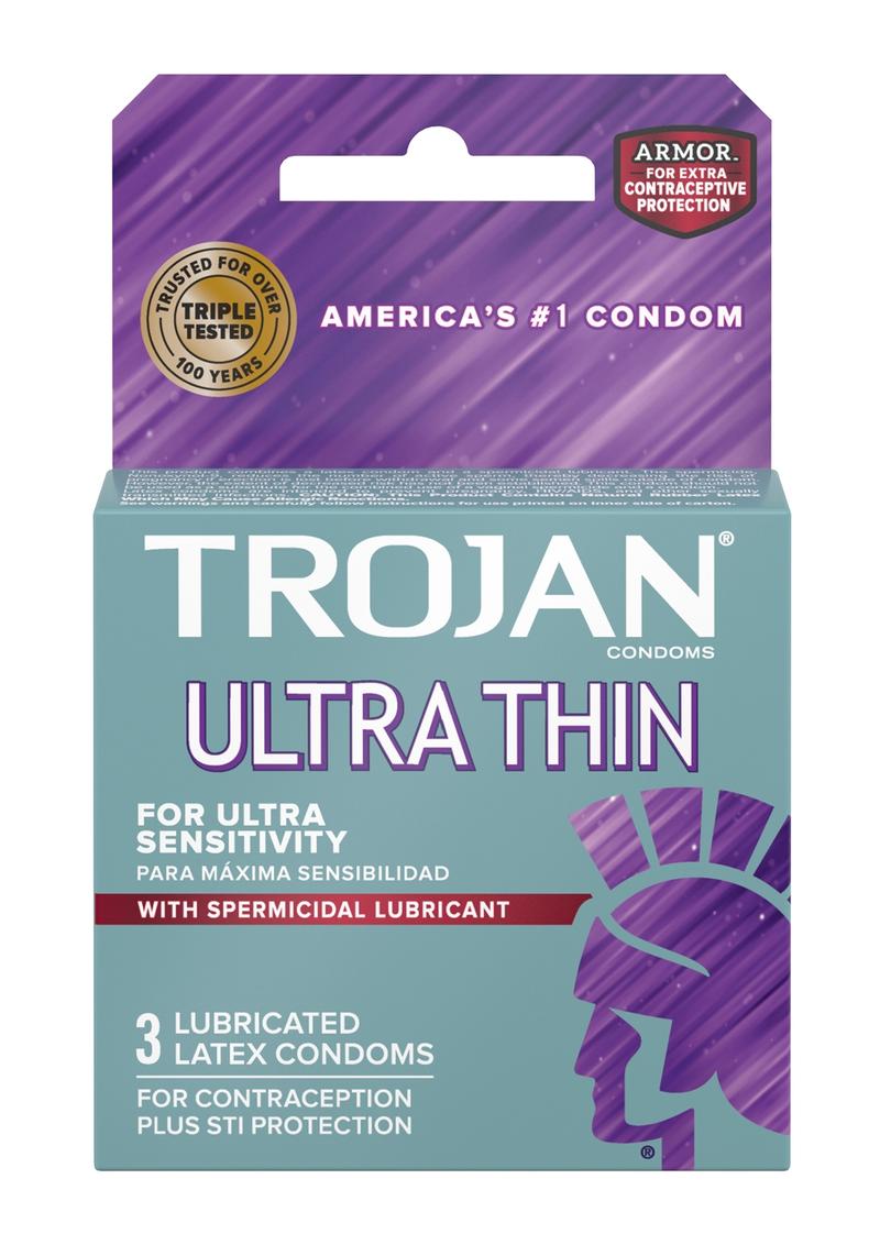 Condones espermicidas Trojan Ultra Thin Armor (paquete de 3)