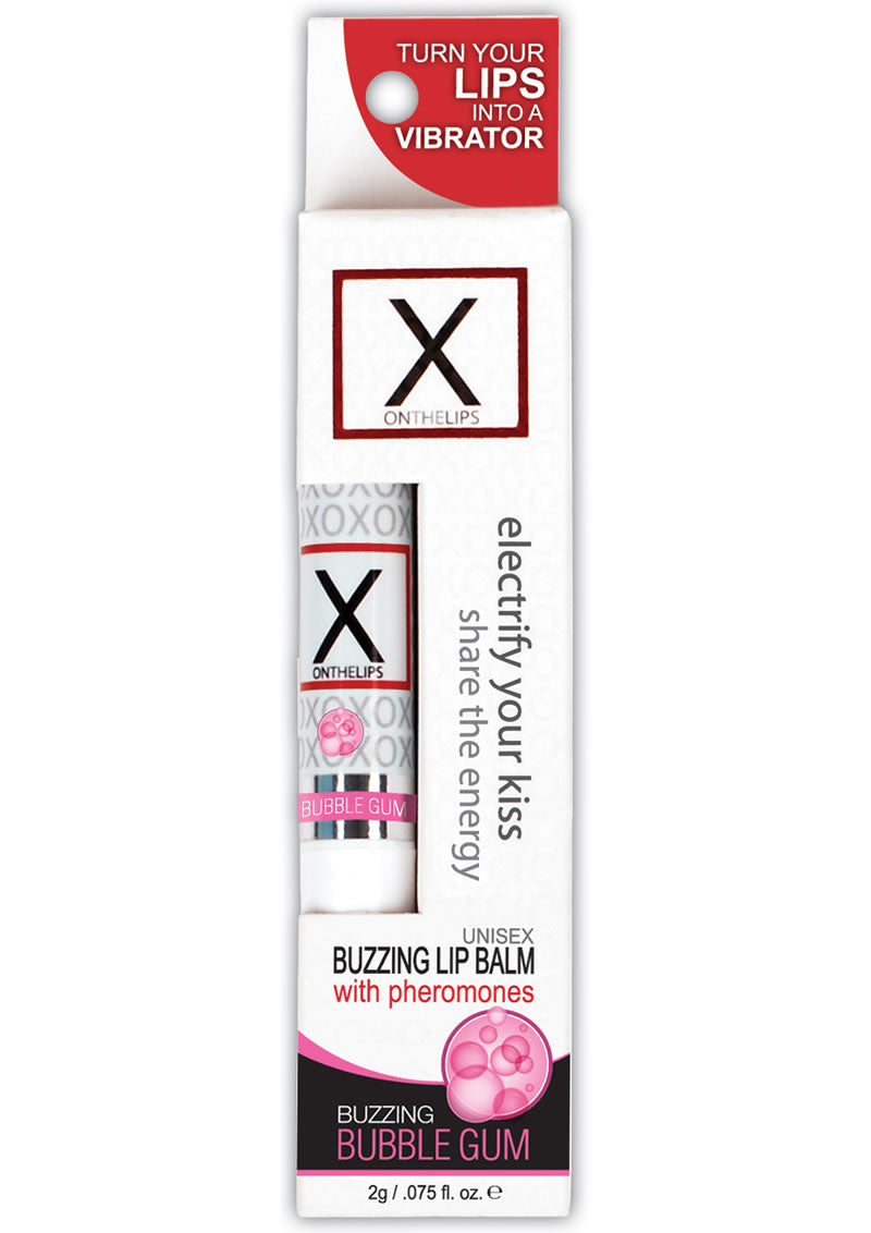 Bálsamo labial vibrante X On The Lips con feromonas, sabor chicle, 0.75 oz