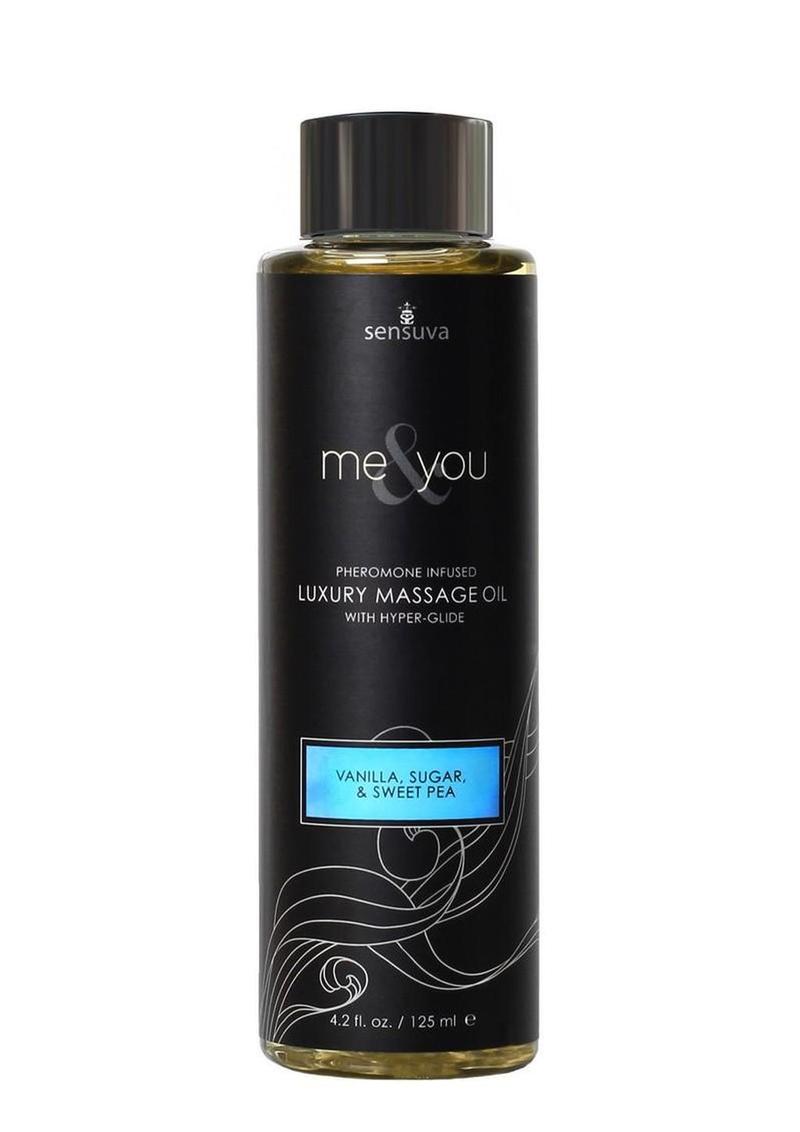 Aceite de masaje de lujo con feromonas Me and You, vainilla, azúcar y guisante de olor, 118 g
