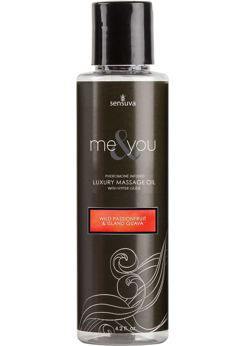 Aceite de masaje de lujo con feromonas Me and You, maracuyá silvestre, guayaba de la isla, 118 g