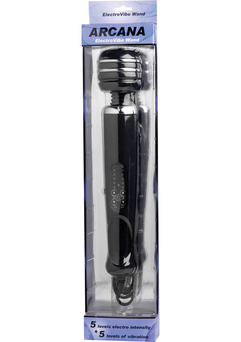 Masajeador de varita de silicona Zeus Electrosex Arcana Electro Vibe - Negro
