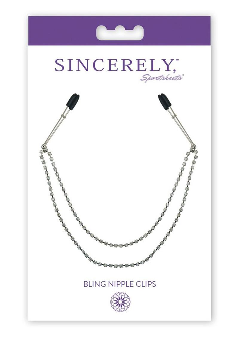 Pinzas para pezones Sincerely Bling de 20 pulgadas - Plateadas y negras