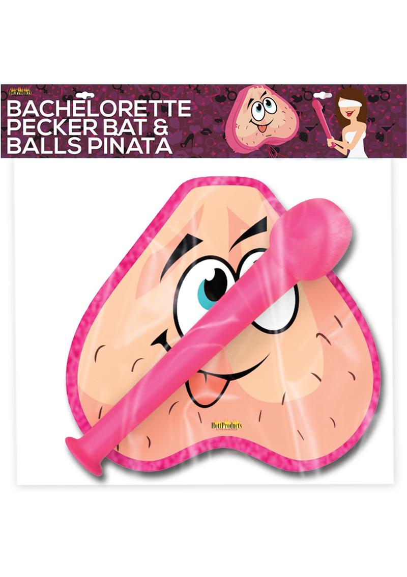 Piñata de despedida de soltera con bate y pelotas - Rosa