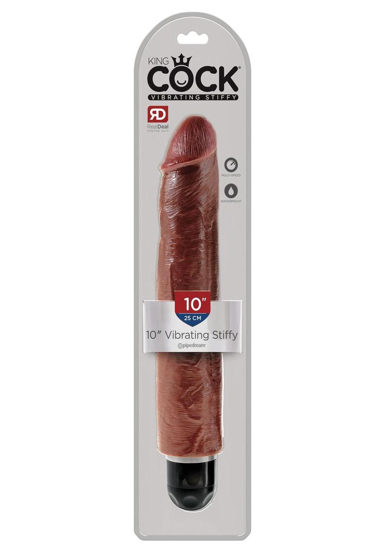 Consolador rígido vibrador King Cock de 25 cm - Chocolate