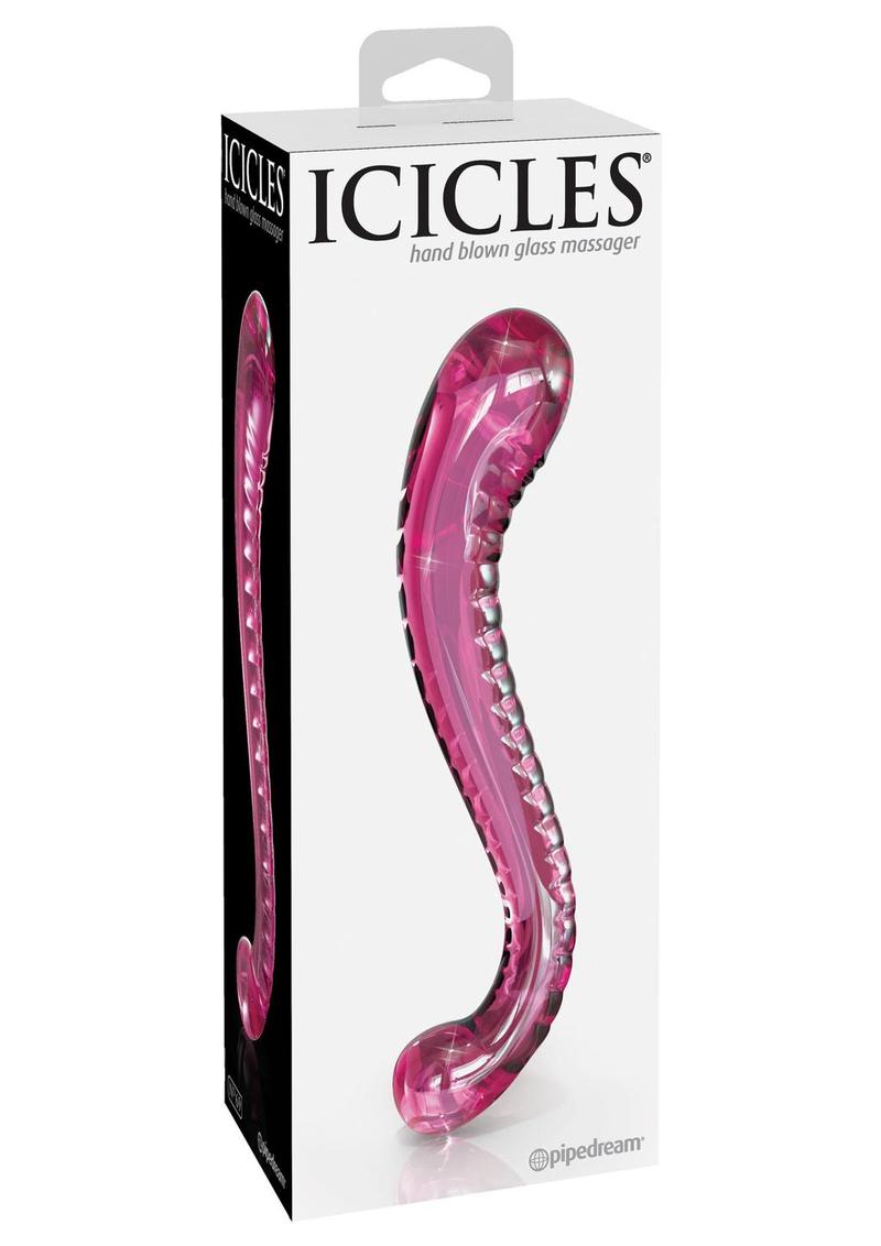Sonda de cristal texturizada para el punto G Icicles n.° 69 - Rosa