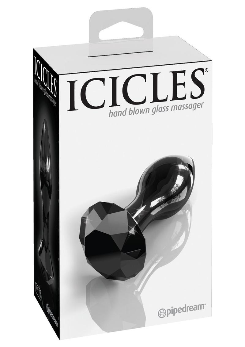 Tapón anal de vidrio Icicles n.° 78 - Negro