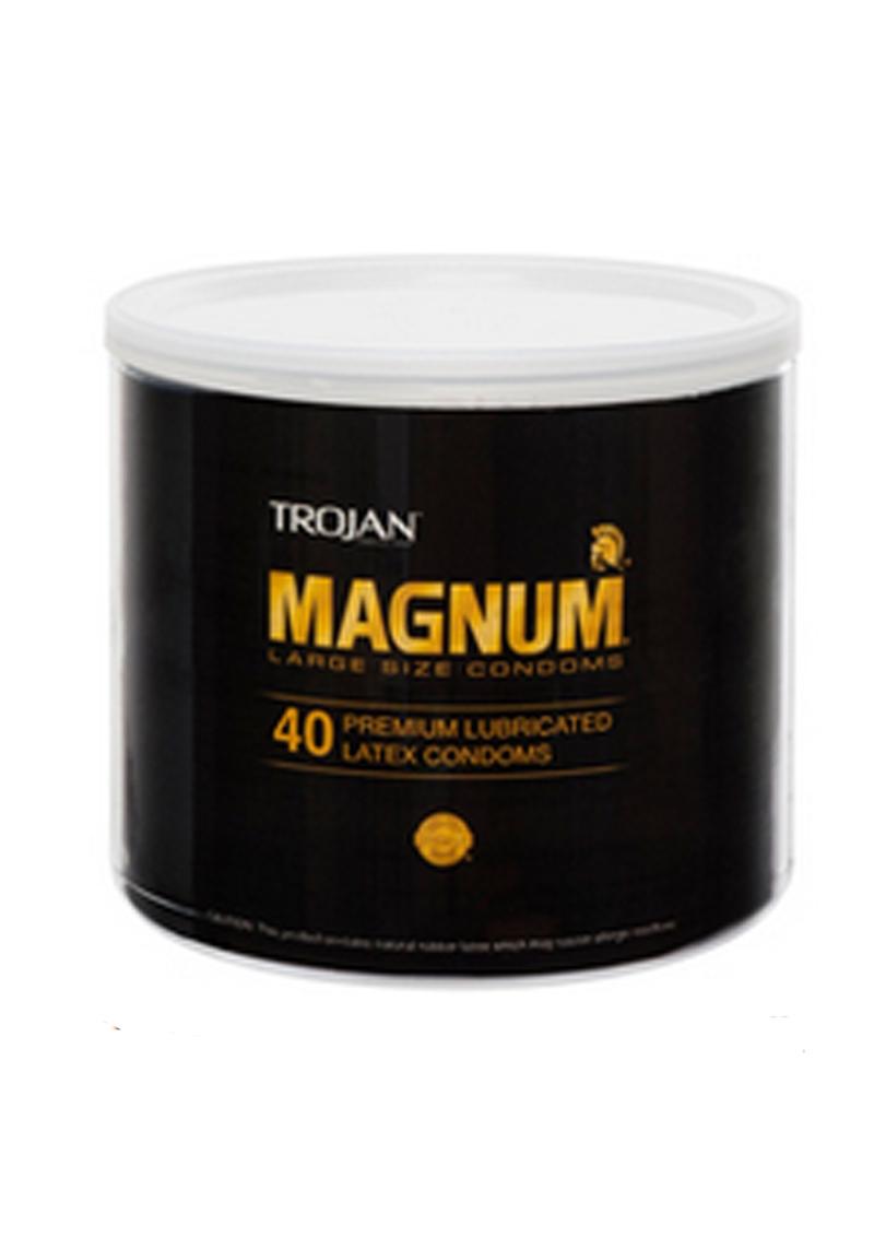 Condones de látex lubricados Trojan Magnum 40 Premium, tamaño grande, con tazón