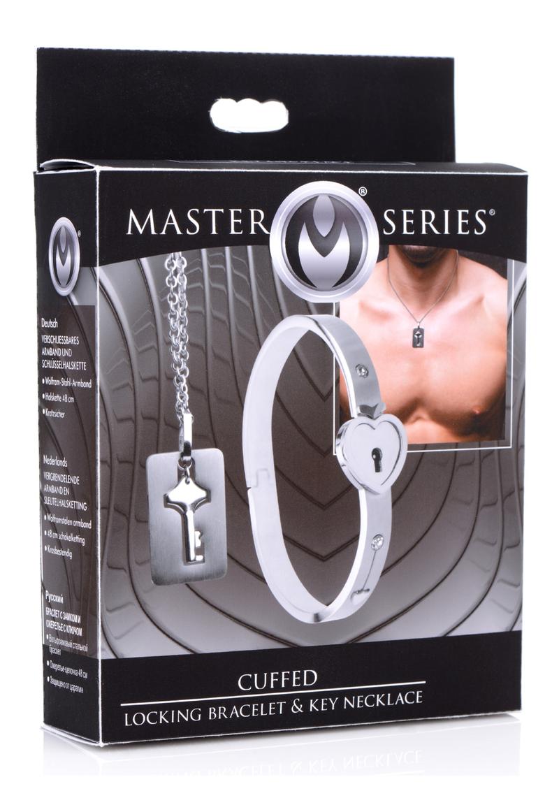 Pulsera con cierre de puño y collar con llave Master Series - Plata