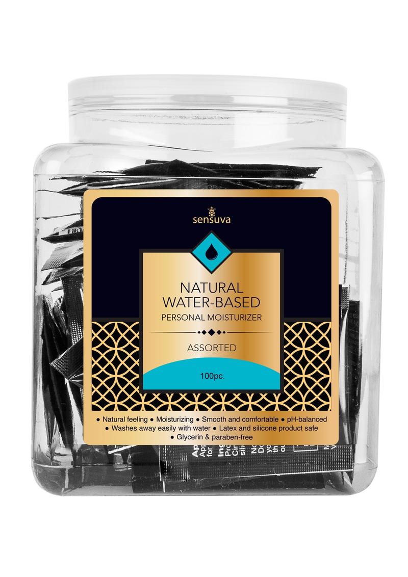 Humectante personal a base de agua natural Sensuva, lubricante con sabores surtidos, en envase (100 por envase)