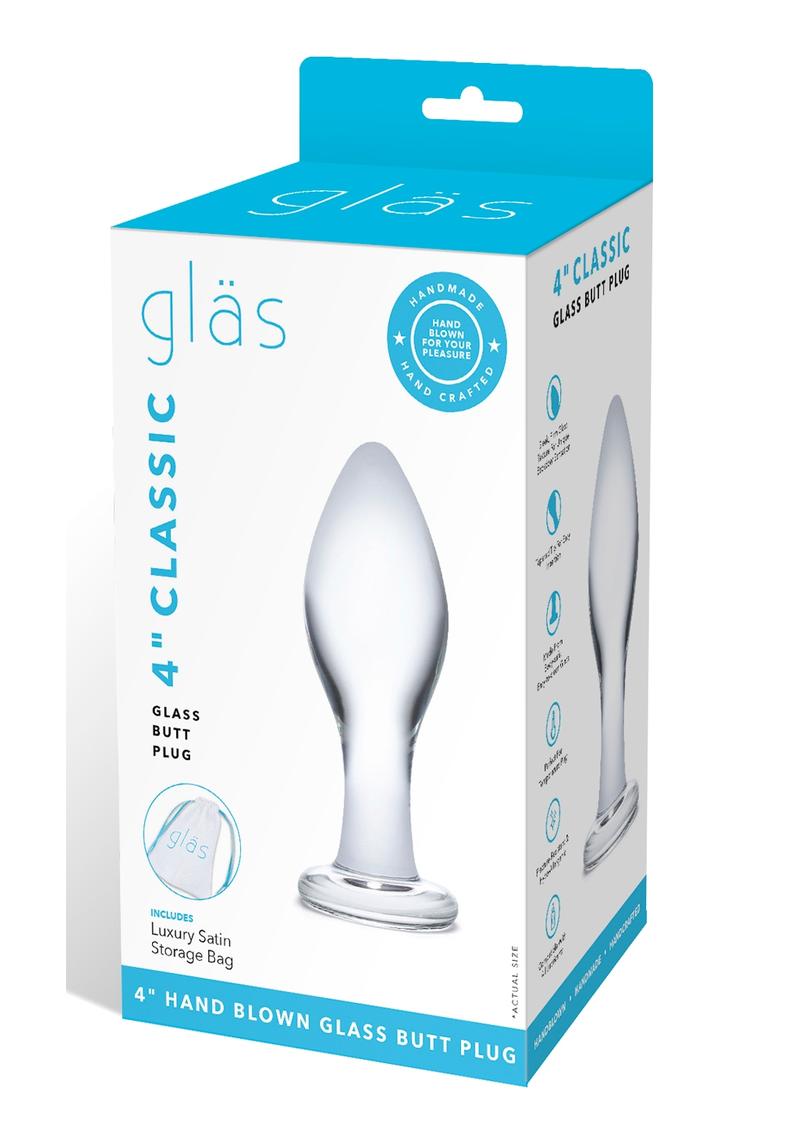 Tapón anal de cristal Glas Classic de 4 pulgadas - Transparente