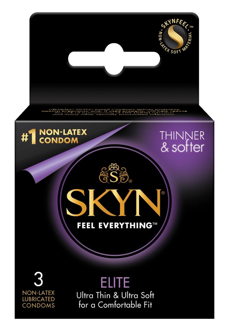 Condones lubricados sin látex Lifestyles Skyn Elite (paquete de 3)