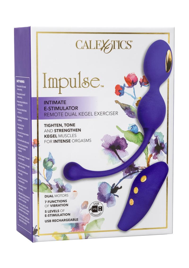 Estimulador íntimo Impulse de silicona con bolas Kegel dobles recargables y control remoto - Morado