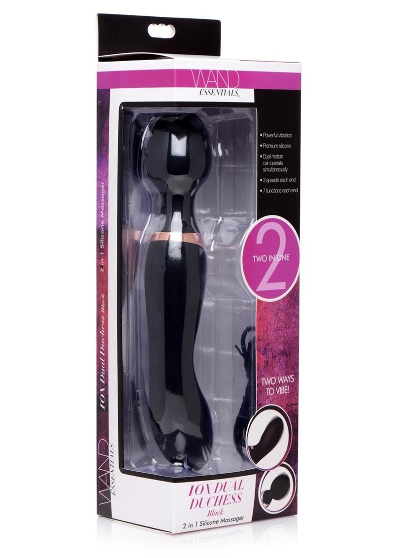 Masajeador de varita vibratoria doble de silicona Wand Essentials - Negro
