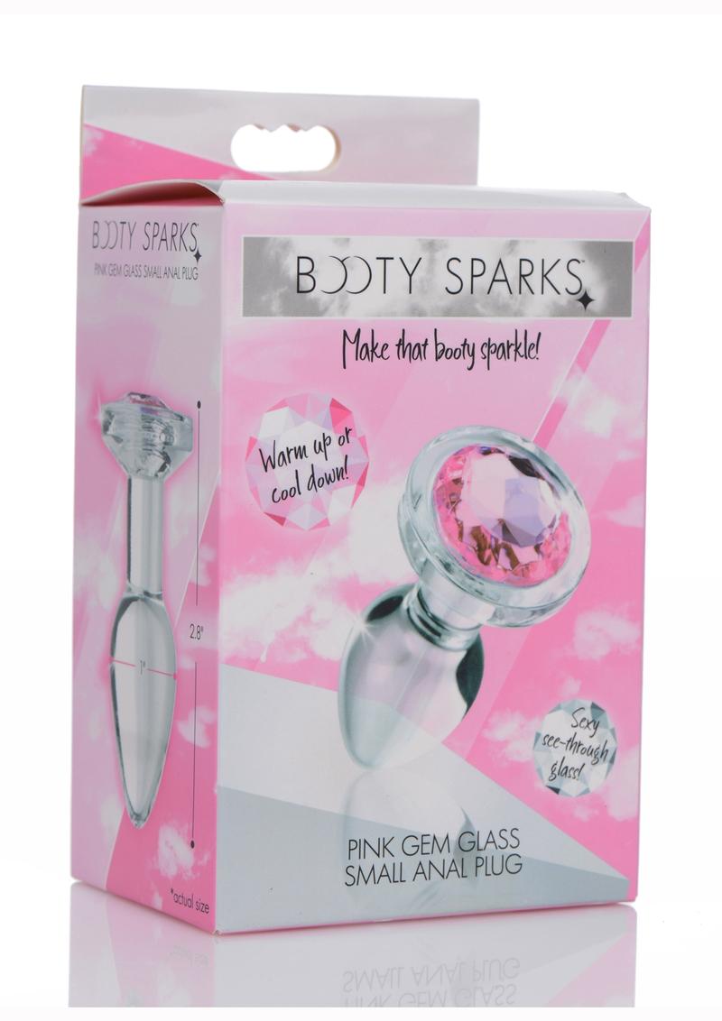 Tapón anal de cristal con gemas rosas Booty Sparks - Pequeño - Rosa