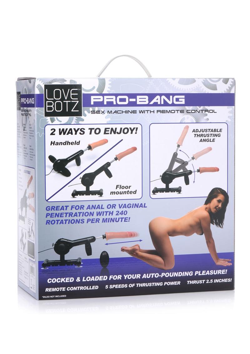Máquina sexual enchufable LoveBotz Pro-Bang con control remoto - Negra