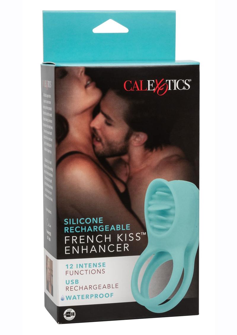 Anillo de silicona recargable para el pene French Kiss Enhancer - Azul