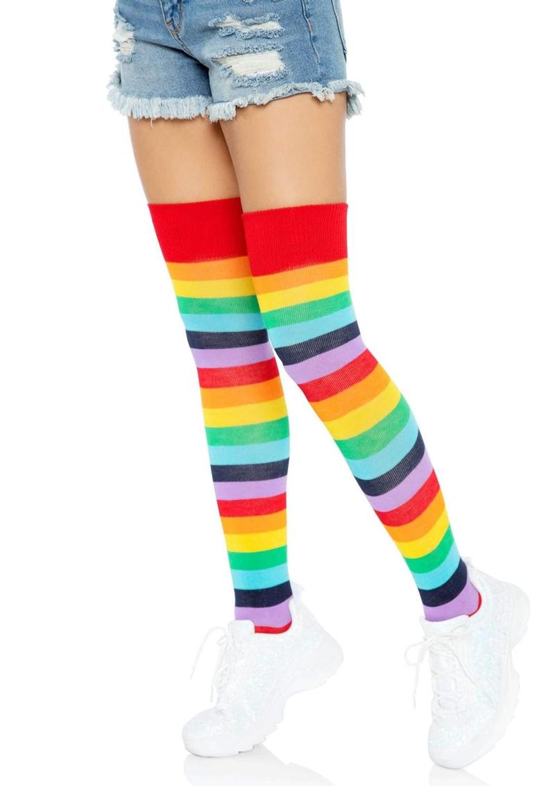 Medias altas de licra acrílica arcoíris Leg Avenue - OS - Multicolor