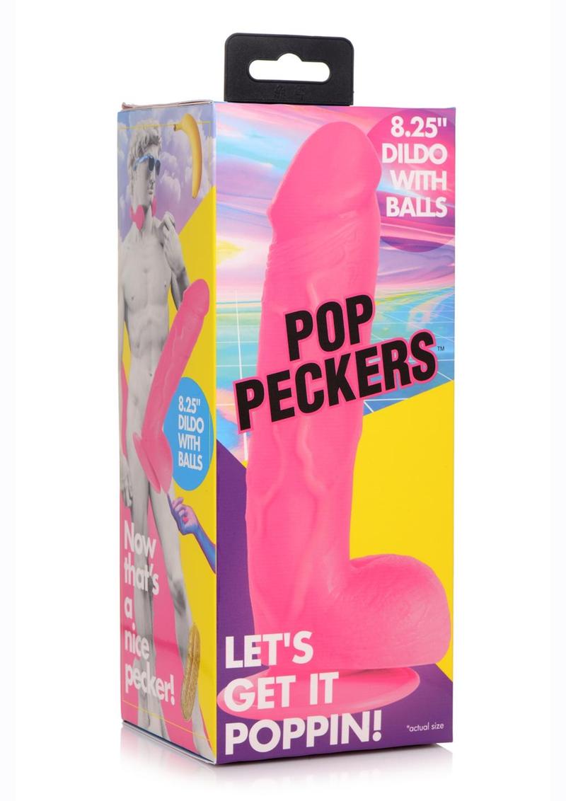 Consolador Pop Peckers con bolas de 21 cm - Rosa