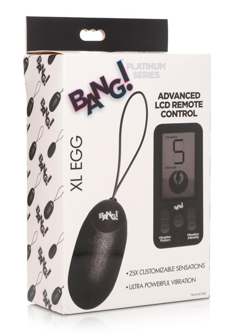 Huevo vibrador de silicona Bang 25x XL recargable con control remoto - Negro
