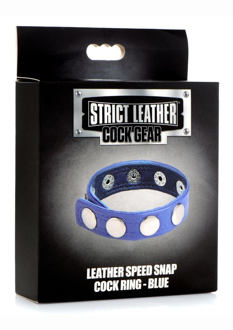 Anillo para el pene Cock Gear de cuero Speed Snap - Azul