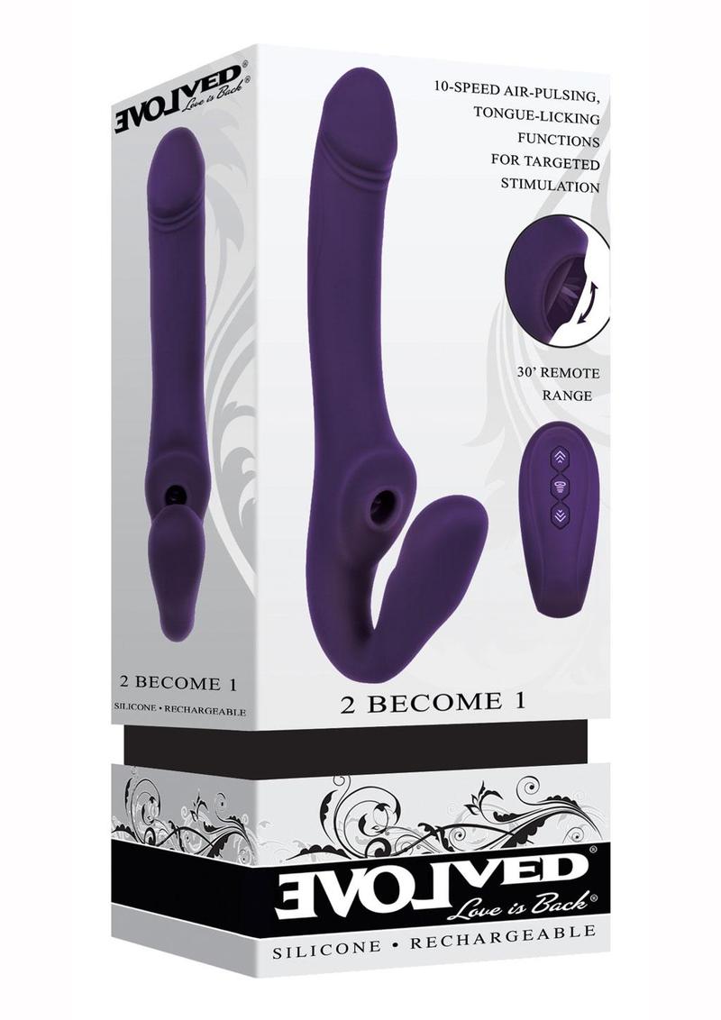 Vibrador de silicona recargable "2 Become 1" con control remoto - Morado
