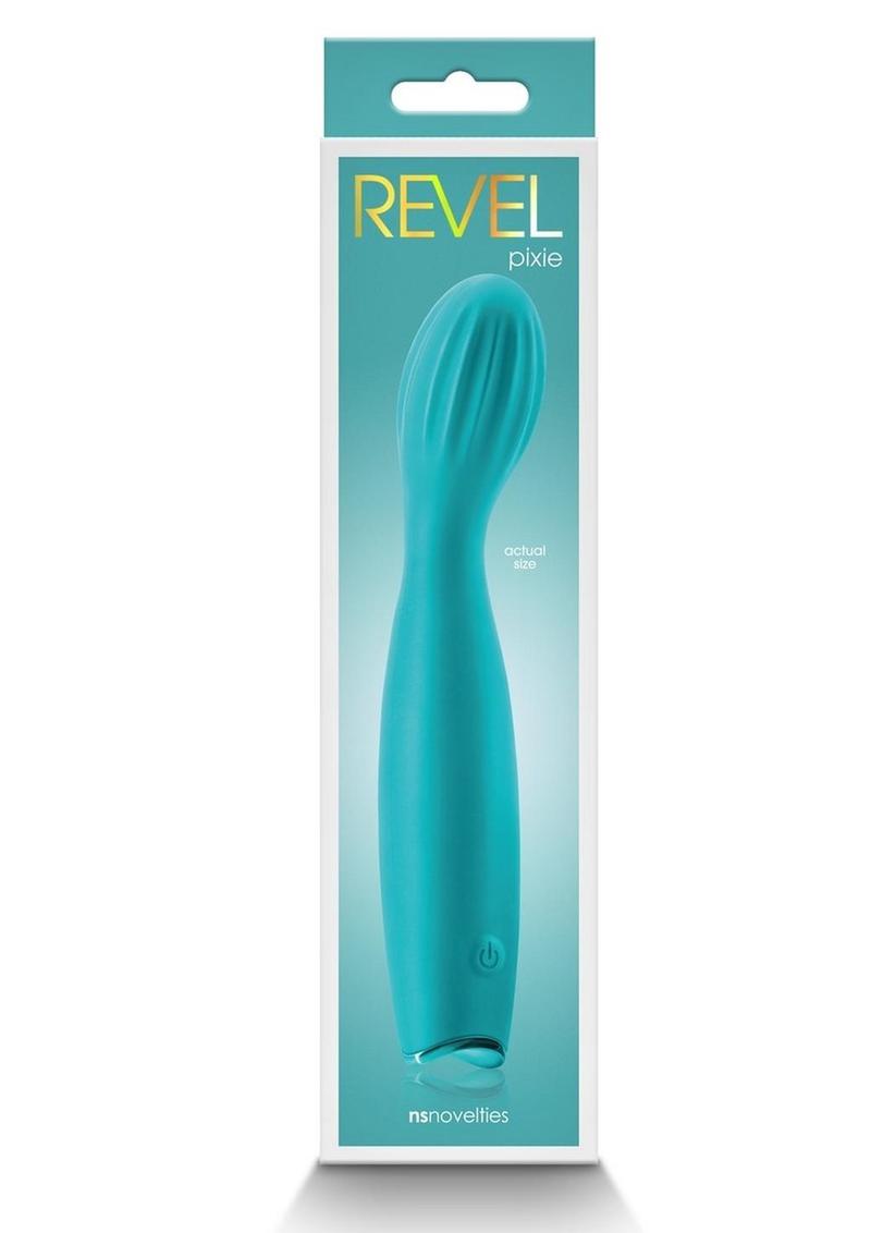Vibrador de punto G de silicona recargable Revel Pixie - Verde azulado