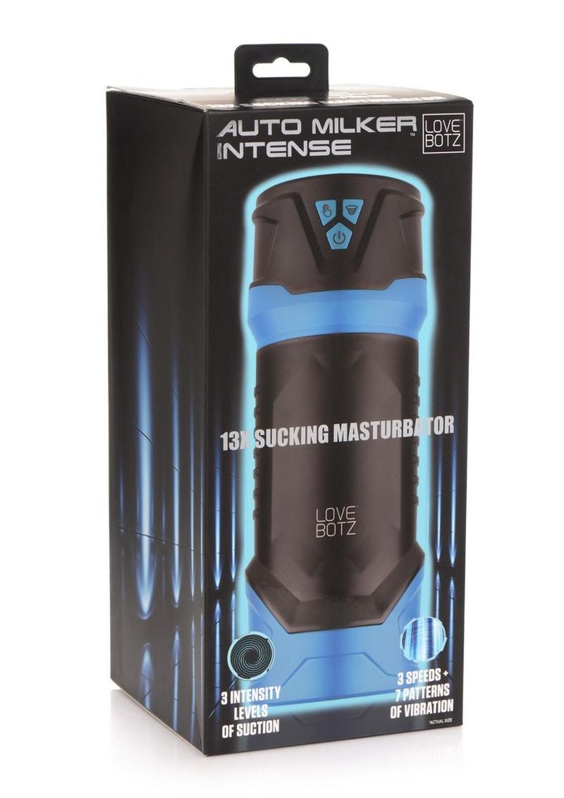 Masturbador de succión intenso recargable LoveBotz Auto Milker - Negro/Azul