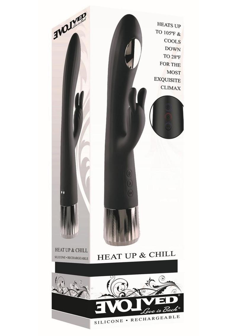 Vibrador de silicona recargable con doble estimulación para el punto G, con calefacción y refrigeración, color negro
