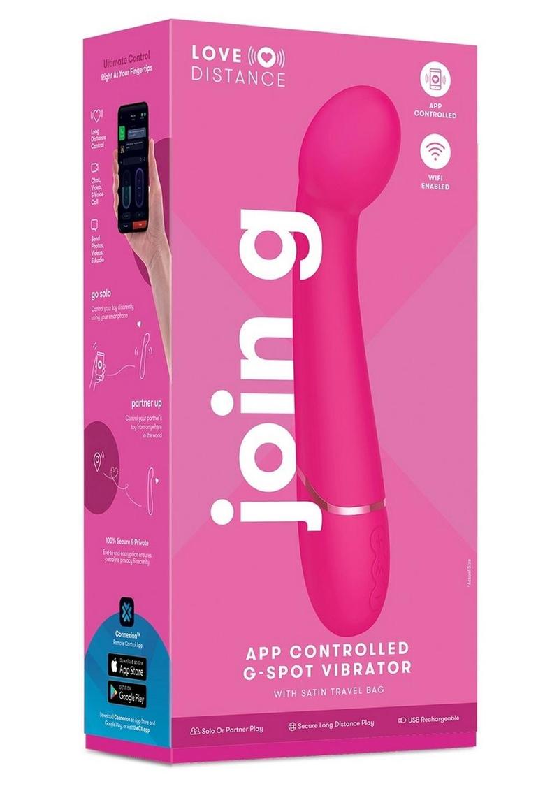 Vibrador de punto G recargable de silicona Love Distance Join G con control por app - Rosa