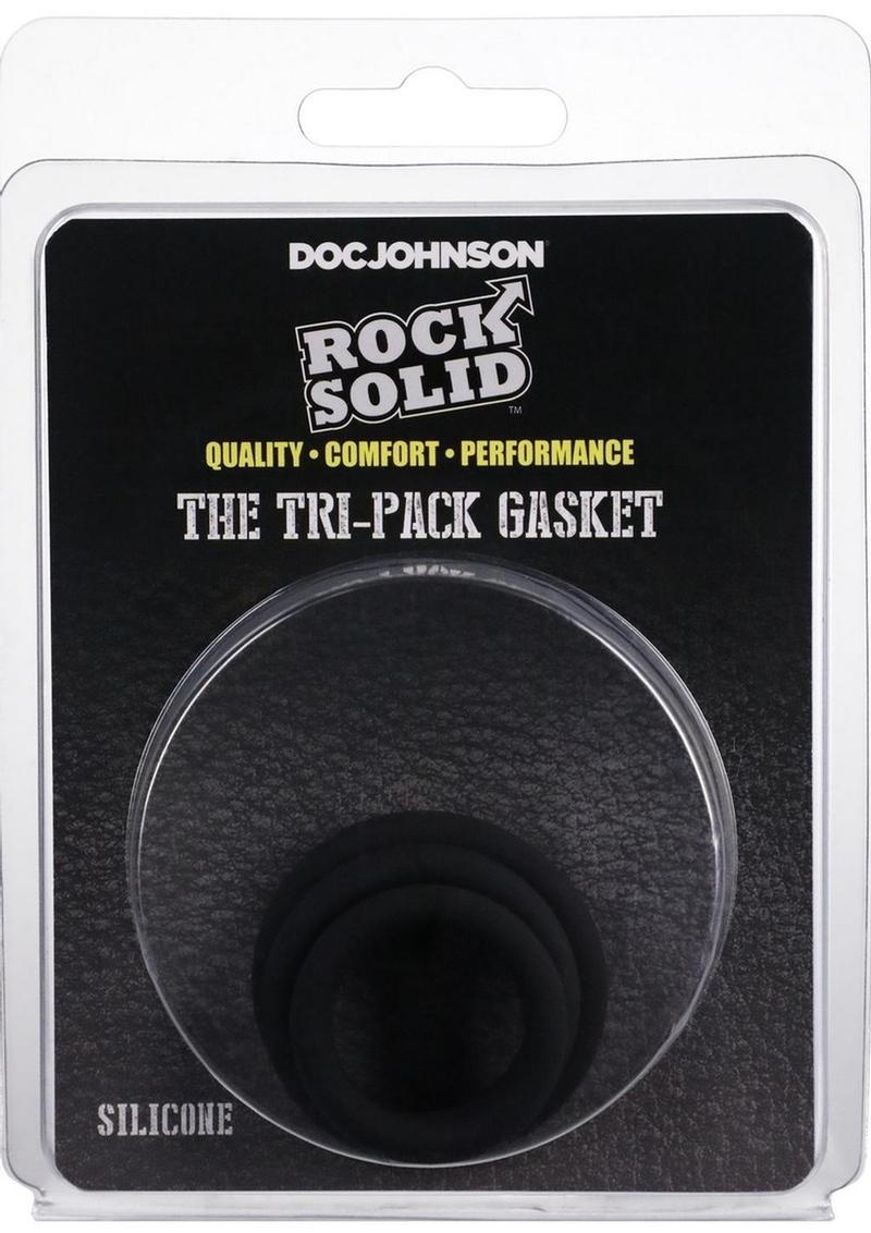 Anillo para el pene con junta de silicona Rock Solid Tri-Pack - Negro