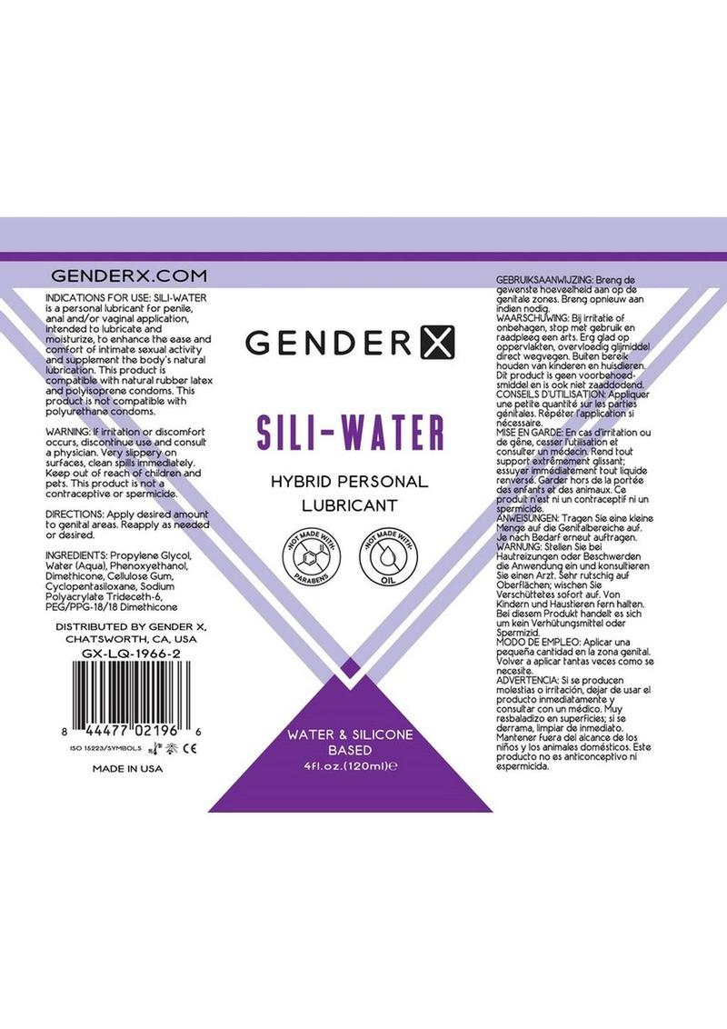 Lubricante híbrido Gender X Sili-Water de 4 oz