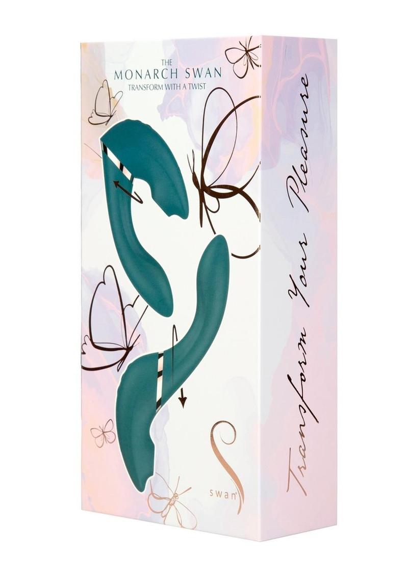 Vibrador transformable de silicona recargable Swan The Monarch Swan - Verde azulado