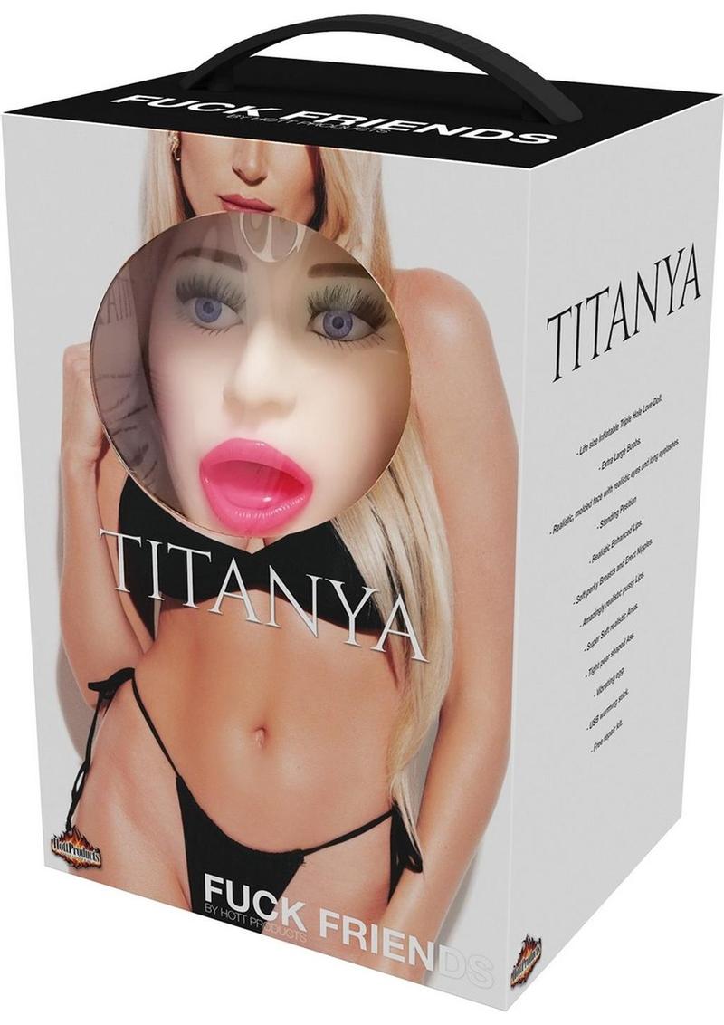 Muñeca inflable Titanya de Fuck Friends con kit de huevos recargables - Vainilla