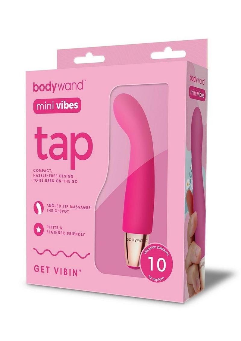 Vibrador de punto G de silicona recargable Bodywand Mini Vibes Tap - Rosa
