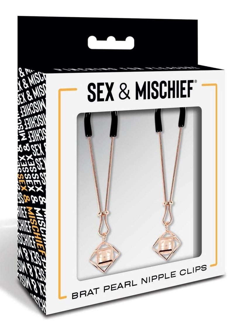 Joyería para pezones de perla Brat de Sex and Mischief - Oro rosa/blanco