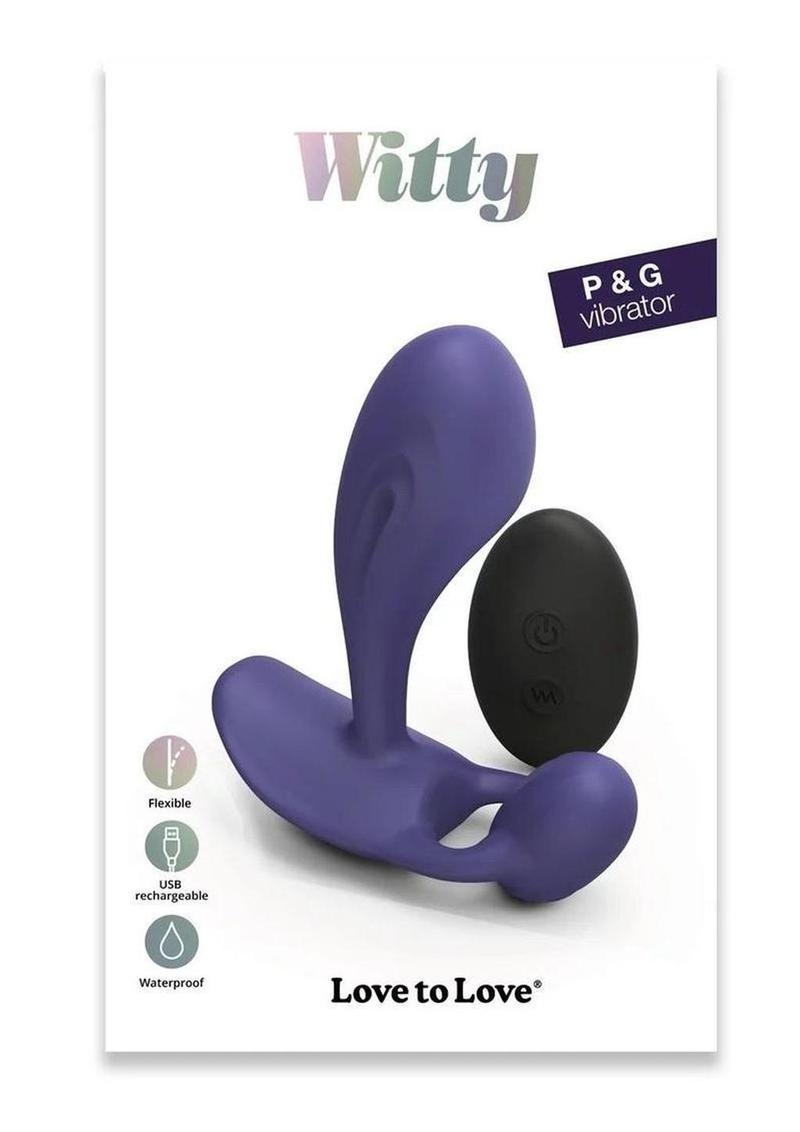 Vibrador de silicona recargable Witty con estimulador de clítoris - Índigo medianoche