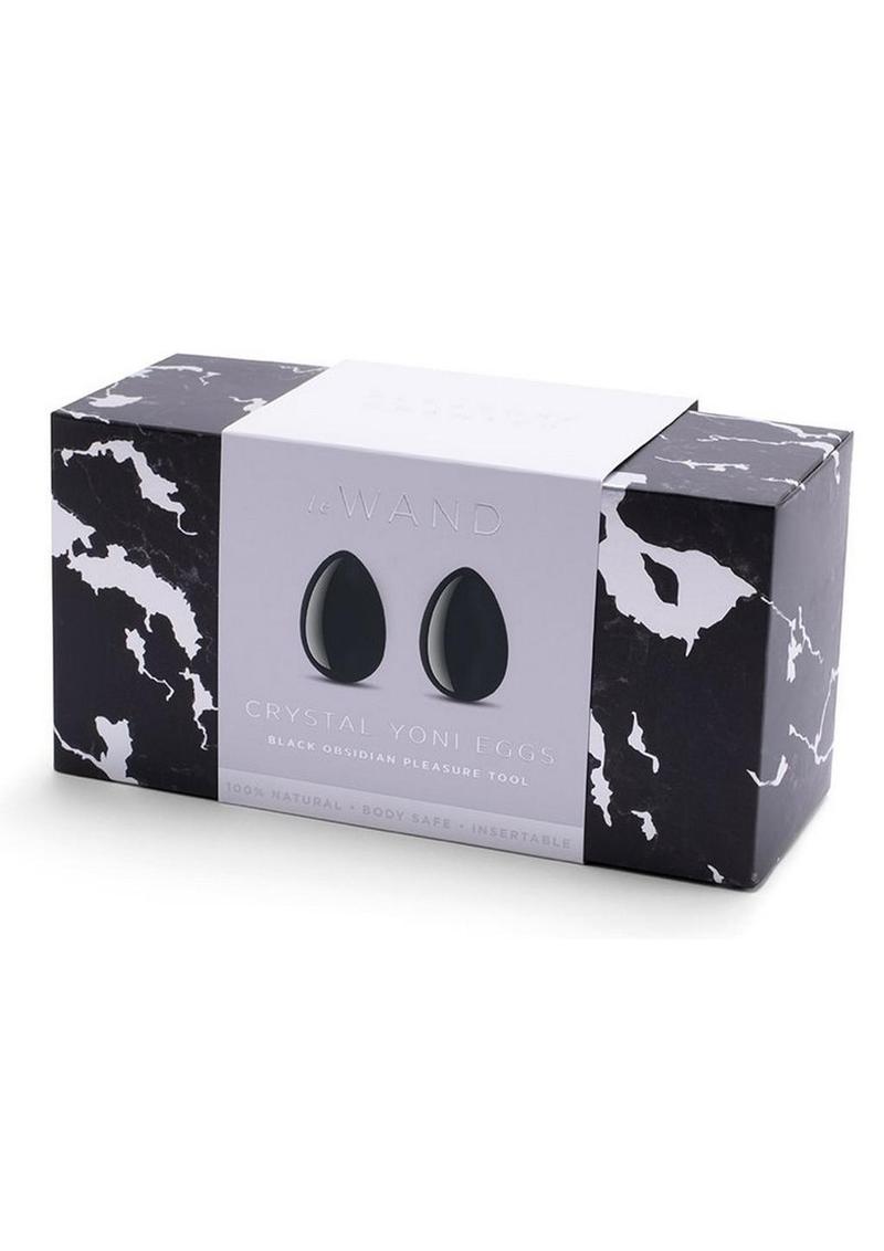 Huevos de yoni de cristal Le Wand, bolas de Kegel de silicona - Obsidiana negra