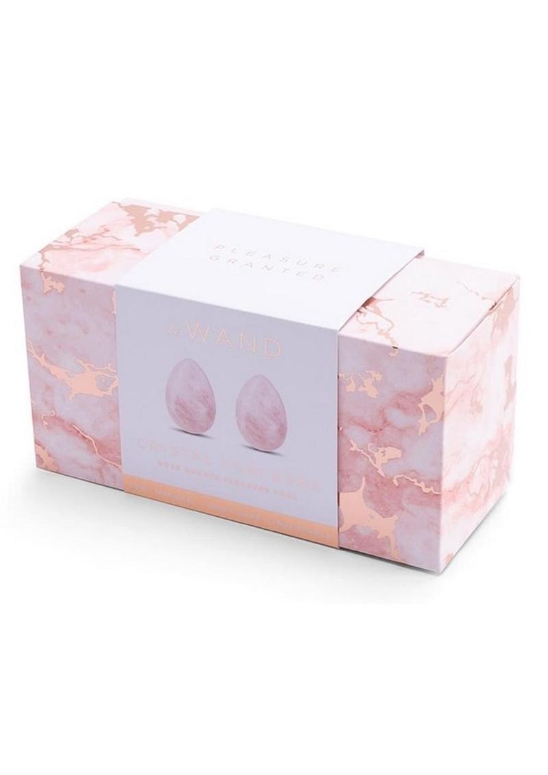 Huevos de yoni de cristal Le Wand, bolas de Kegel de silicona - Cuarzo rosa