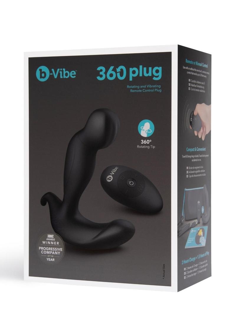 B-Vibe 360 Plug Anal de Silicona Recargable, Giratorio y Vibrador con Control Remoto - Negro