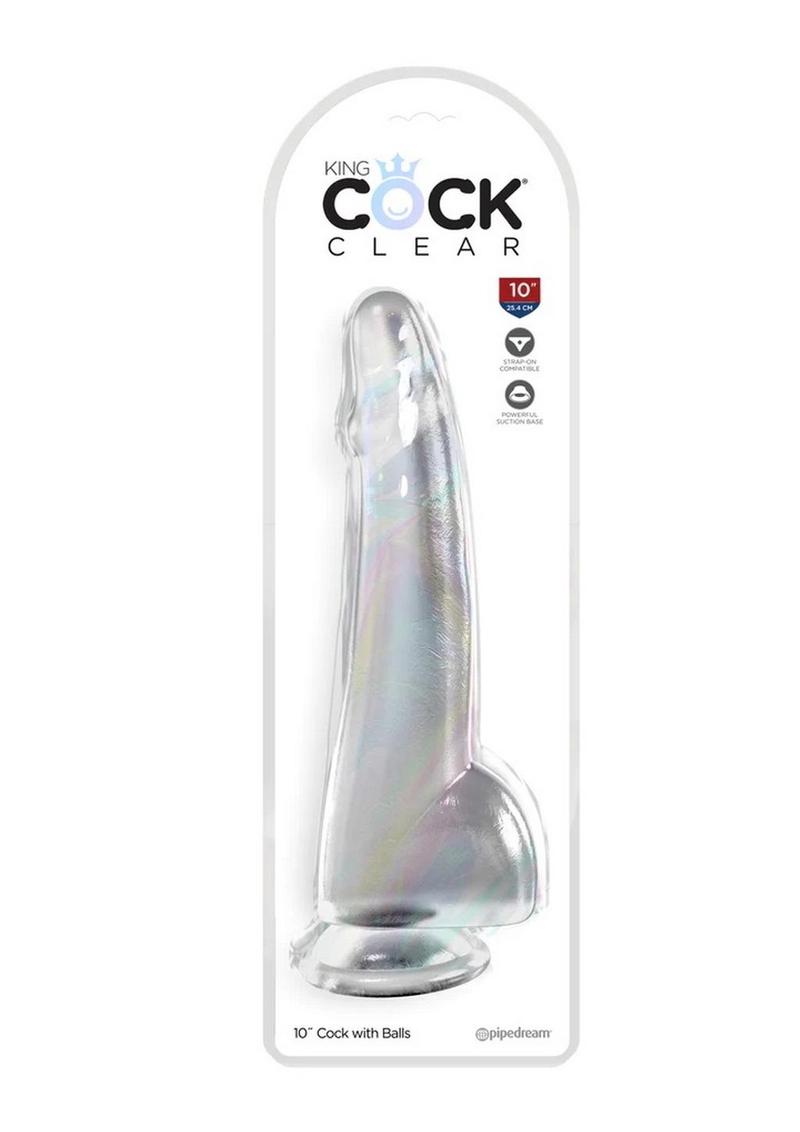 Consolador transparente King Cock con testículos de 25 cm - Transparente
