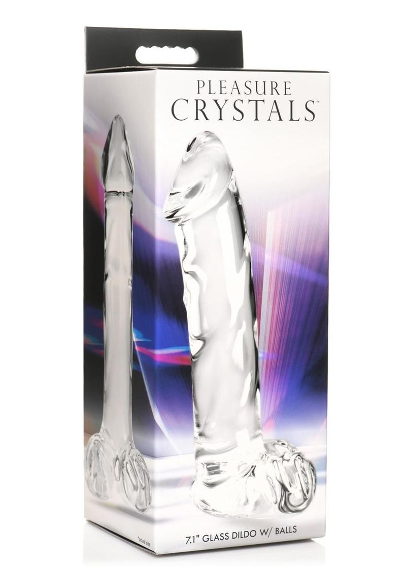 Consolador de cristal Pleasure Crystals con bolas de 18 cm - Transparente