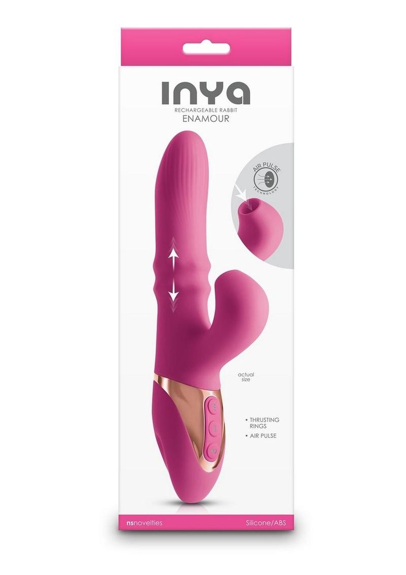 Vibrador de conejo de silicona recargable Inya Enamour con estimulador de clítoris por pulsos de aire - Rosa