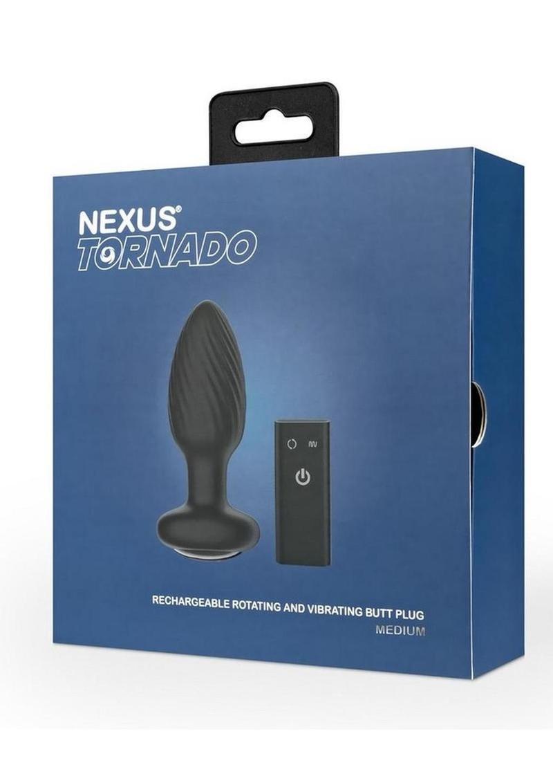 Tapón anal giratorio de silicona recargable Nexus Tornado con control remoto - Mediano - Negro