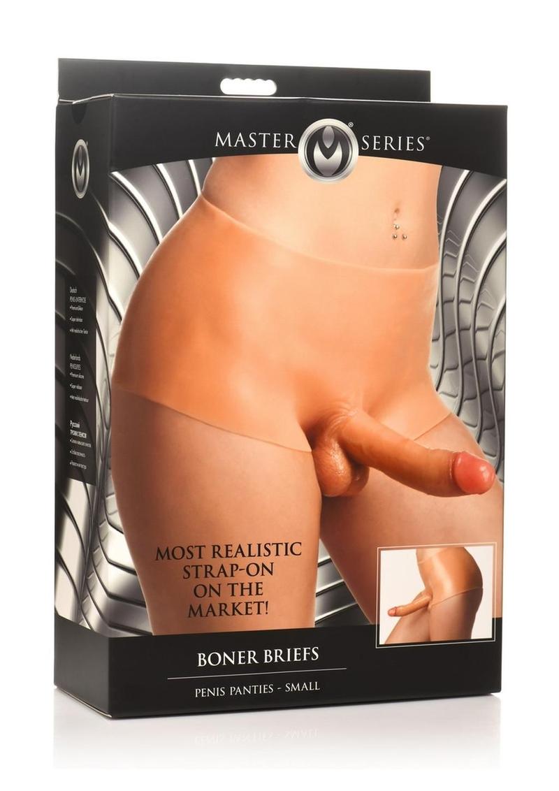 Braguitas de pene Master Series Boner Brief con consolador articulado - Pequeñas - Vainilla