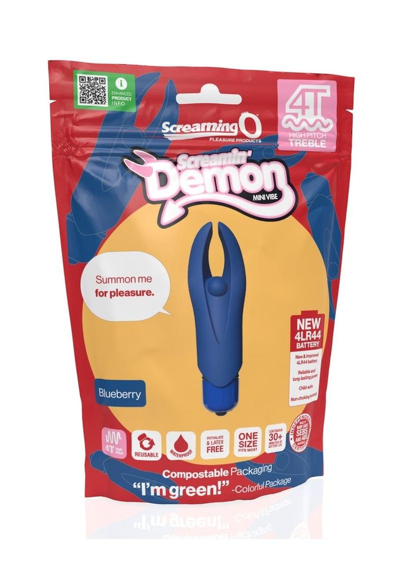 Mini vibrador de silicona 4T Demon para estimular el clítoris - Arándano