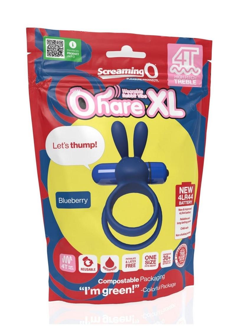 Anillo vibrador para pene Ohare XL de silicona con forma de conejo 4T - Arándano