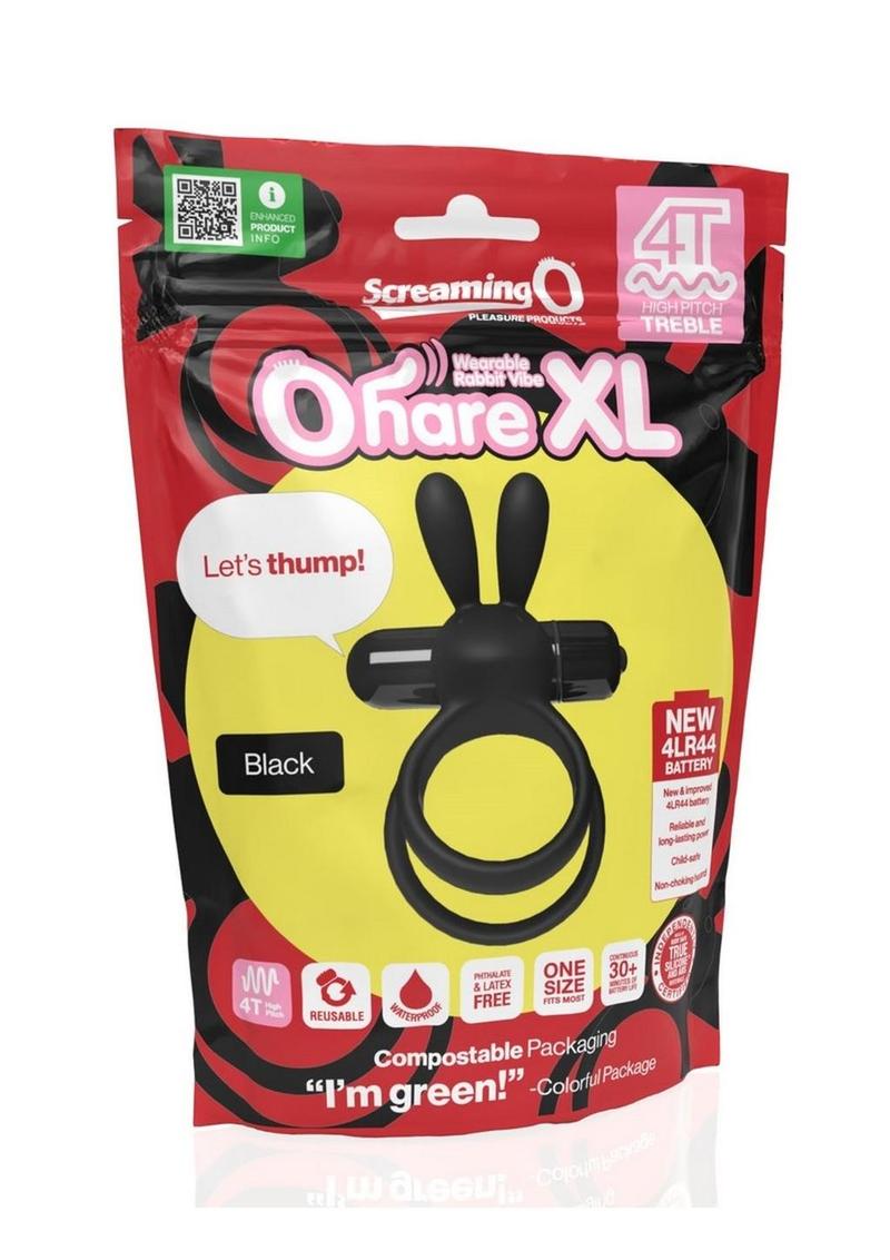 Anillo vibrador para pene Ohare XL de silicona con forma de conejo 4T - Negro
