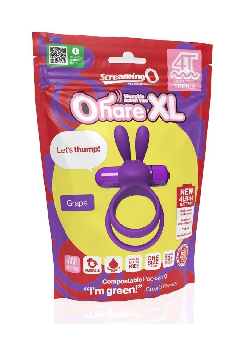 Anillo vibrador para pene Ohare XL de silicona con forma de conejo 4T - Uva