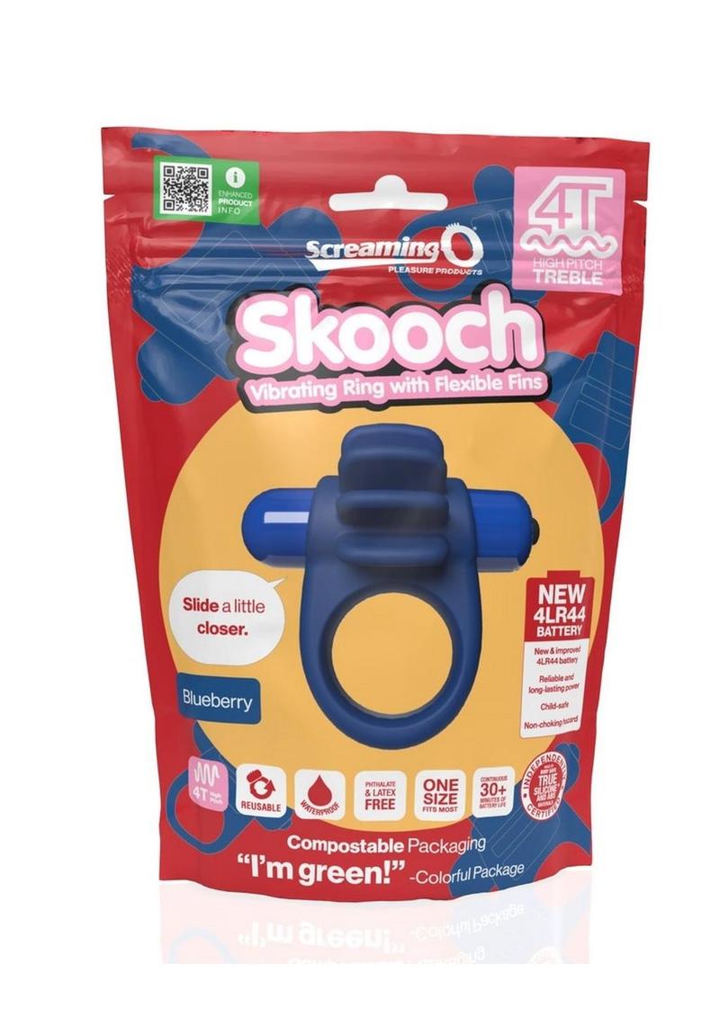 Anillo vibrador para el pene 4T Skooch con estimulador de clítoris - Arándano