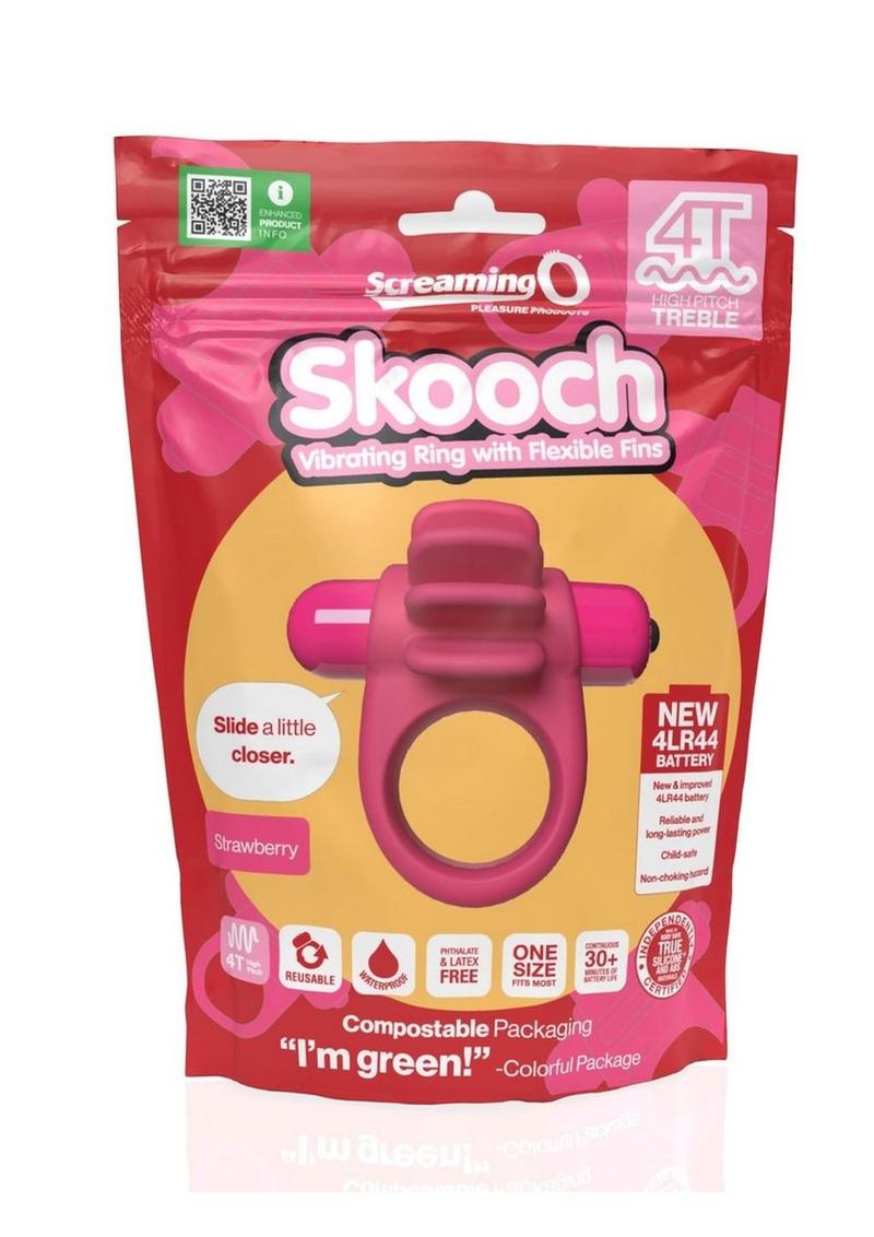 Anillo vibrador para el pene 4T Skooch con estimulador de clítoris - Fresa